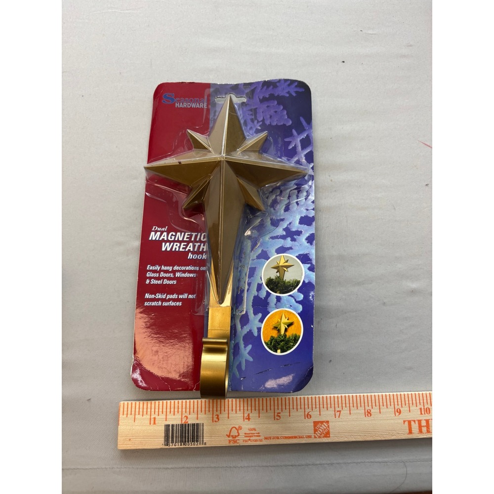 Seasonal Hardware Dual Magnetic Wreath Hook Gold Star Hanger for Doors